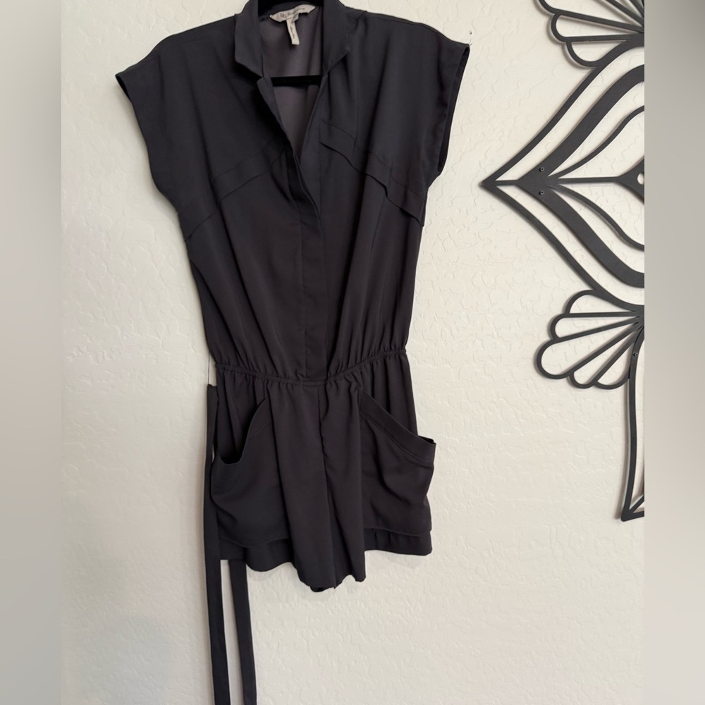 BCBGeneration Charcoal Belted Romper - Size Small